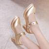 Fashion Women High Heels Block Heels Gold Silver Wedding Shoes Women Pumps 2025 Rhinestone 10cm Party Dress Shoe Plus Size 44