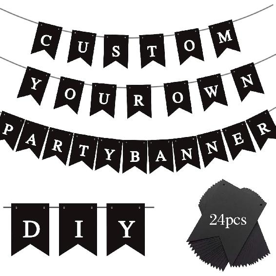 Blue Banner kit, Phrase Banner, ize Your Party Banner Signs, Handwriting Banners Party Supplies Unique Decor With Letters A~Z and heart Stencil