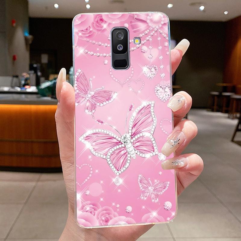 For Samsung A6+ A6 2018 SM-A605G A600F Back Cover For Samsung Galaxy A6 Plus 2018 Case Clear Fashion Butterfly Flower Phone Case