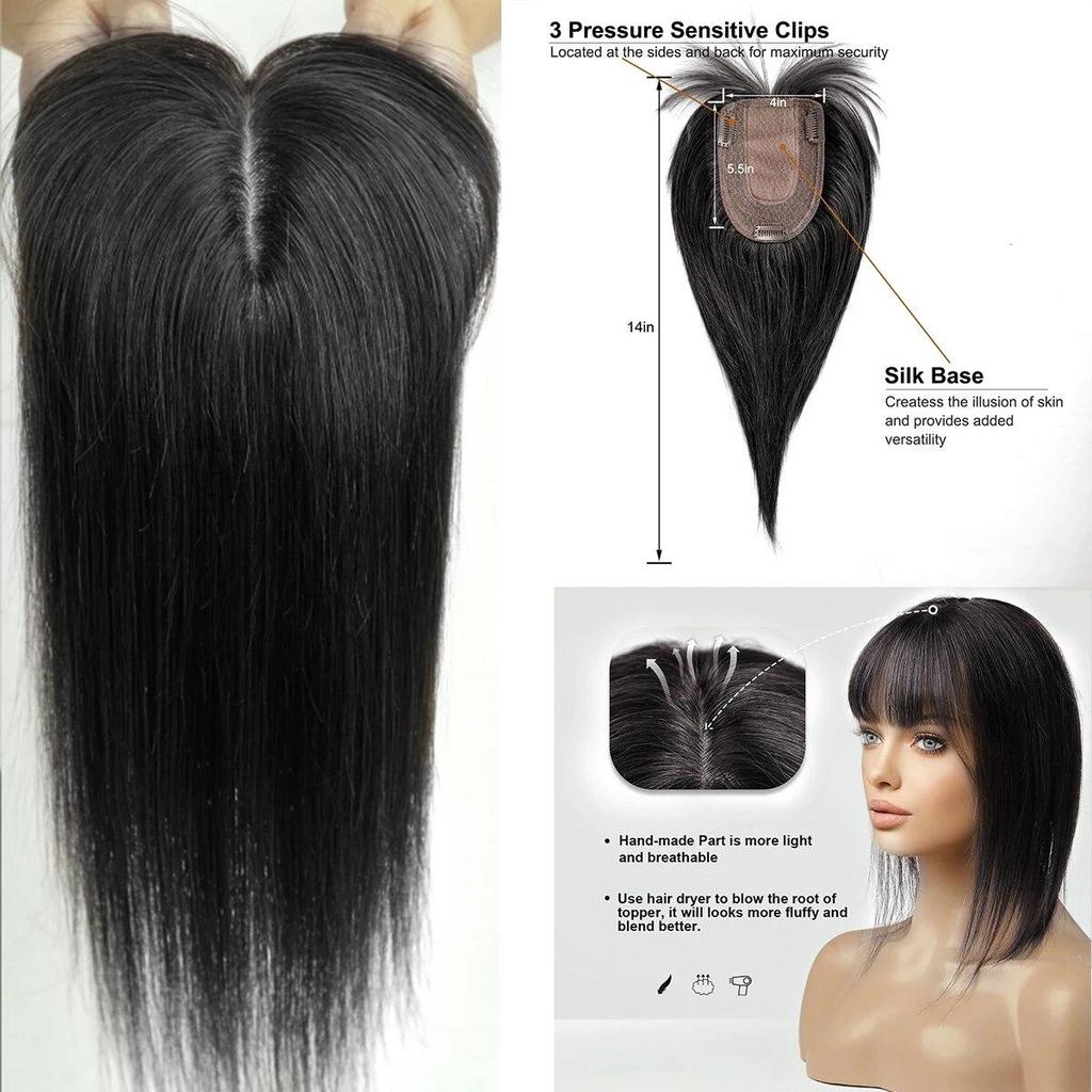 HAIRCUBE Прямые человеческие волосы Remy, топперы с челкой, парик, шелковая базовая заколка в топпере, верхняя часть волос для женщин от выпадения волос, блондинка с эффектом омбре