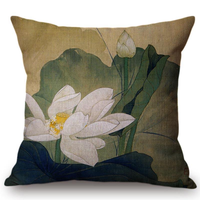 Китайский Ретро Живописный Стиль Классическая Девушка Лотос Чехлы для Подушек Офис Автомобиль Диван Кресло Домашнее Украшение Чехол для Подушки Наволочка