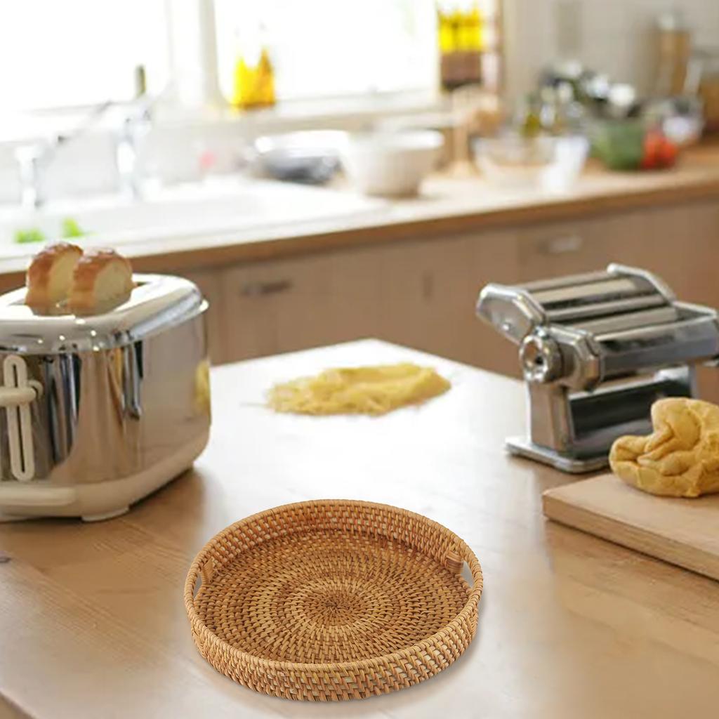 Кофейная комната Фермерский дом Плетеный поднос из ротанга Плетеный вручную поднос Удобное решение для хранения Легко чистить Высококачественный материал