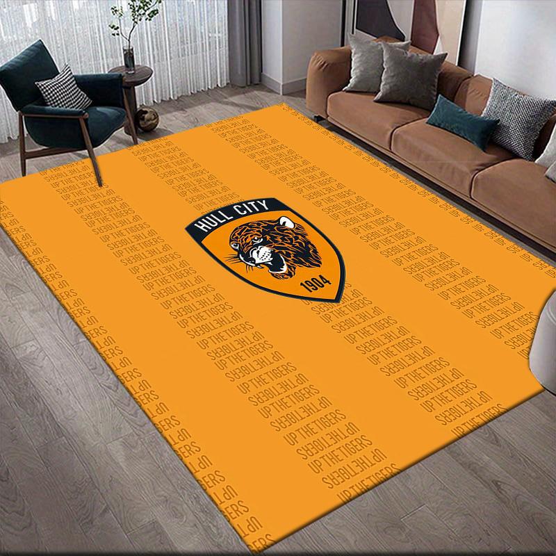 Hull City AFC Flannel Pattern Square Carpet,Area Rug,Carpet Rug for Living Room Bedroom Sofa Playroom Decor,Non-slip Floor Mat