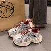 Thick-soled Fashion Cement Gray Dad Shoes Women's Shoes 2025 New Sports and Leisure Shoes Heightened Lace-up Leather Running Shoes