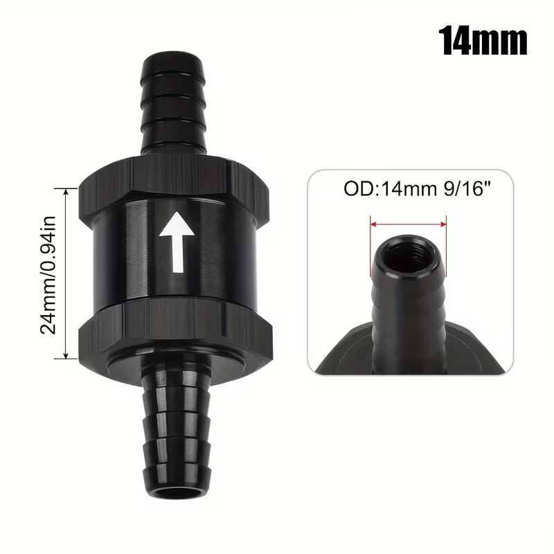 2PCS High Quality Aluminum Alloy 4 6 8 10 12 14mm Fuel Non Return Inline One Way Check Valve For Fuel Line Oil Petrol Diesel Gas