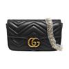 [Б/У] GG Marmont Золотой Винтажный Держатель для карт с логотипом Double G Кожаный Две в одном Сумка на плечо Сумка через плечо Мини-сумка - Очень хорошее состояние #ELL79M