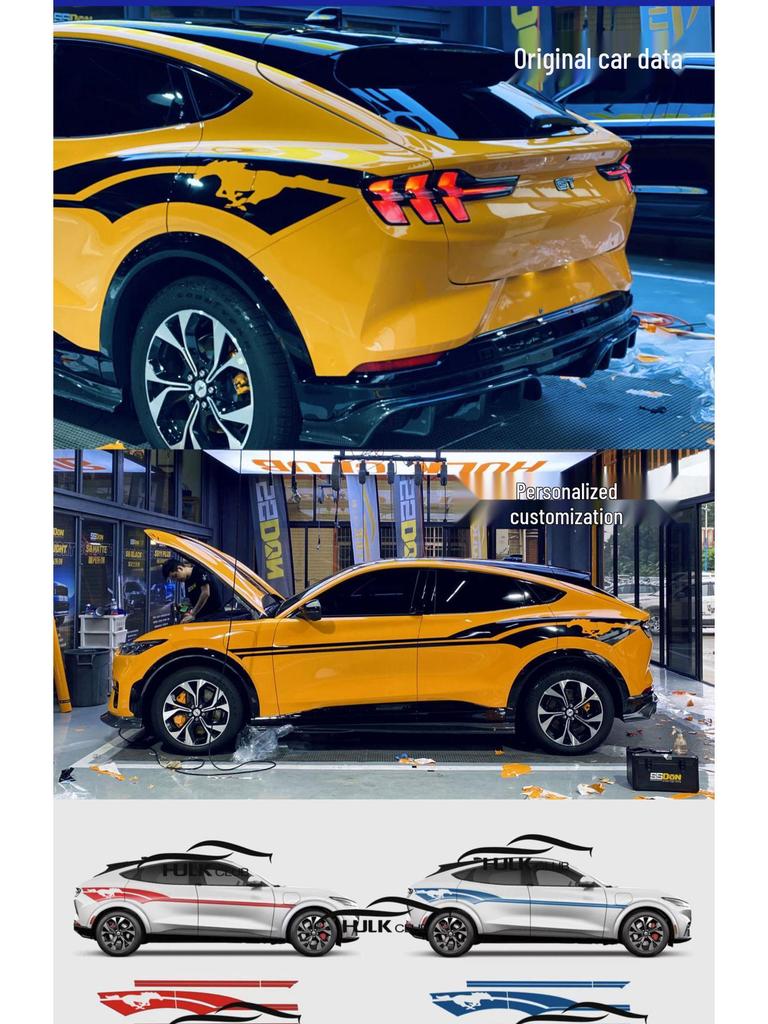 Compatible Ford Mustang Mach-E Full Car Wrap with Racing Decal