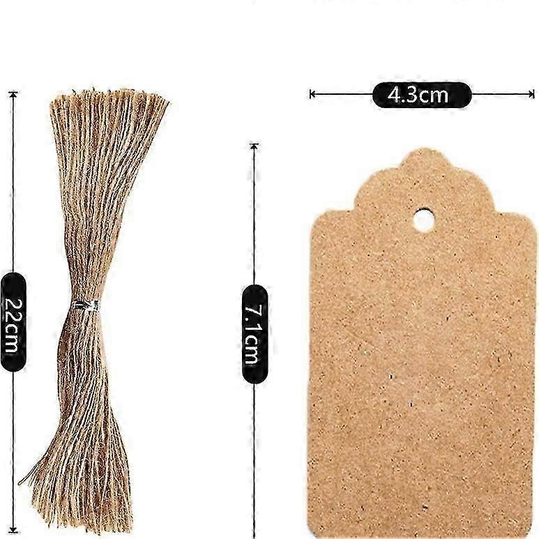 100pcs Kraft Paper Gift Tags with String, Blank Gift Bags Tags Price Tags(Brown)