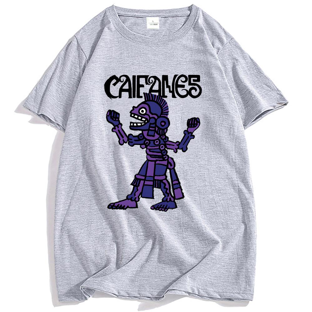 Футболка Rock Band CAIFANES Хлопковая с коротким рукавом Повседневная футболка Гранж Унисекс Уличная одежда Хип-хоп Мода Мужская Женская Футболка