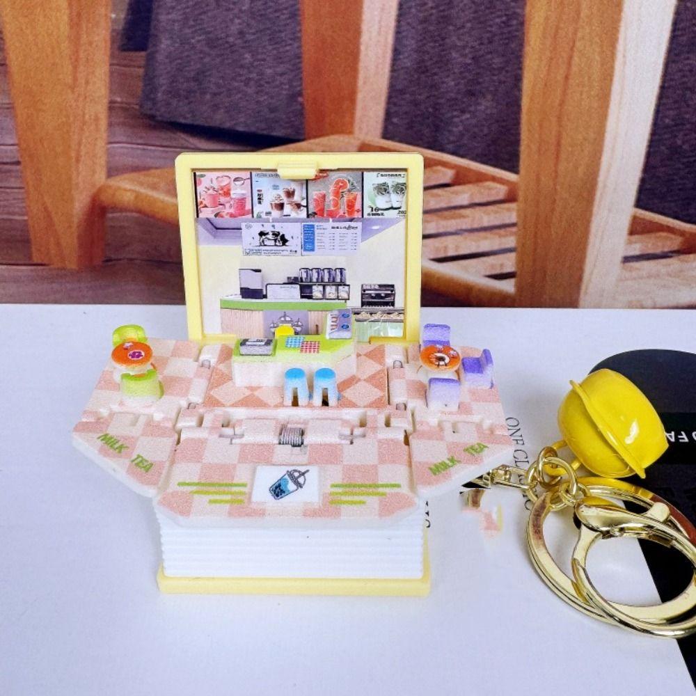 Foldable Bag Funny Pendant Novelty Finger Key Rings Fashion Mini 3D Book Keychains  Birthday Gift