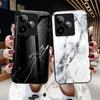 For Realme GT 7 5G Case Marble Pattern Tempered Glass+PC+TPU Protective Phone Cover