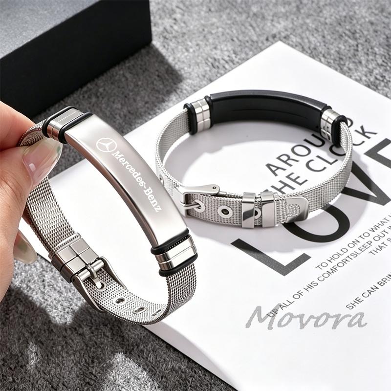 D4Fashion Высококачественный Автомобильный Значок Браслет из Нержавеющей Стали Универсальный Регулируемый Браслет Подарок Для Mercedes Benz GLE63 CLS63 GLC63 W204 AMG