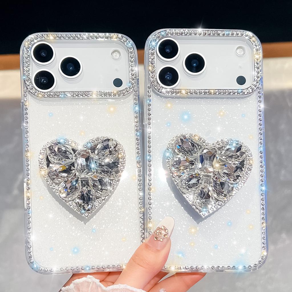 Подставка Gem Love для чехла для телефона IPhone17Air для Apple 16E Алмазный блеск Пудра 15Promax