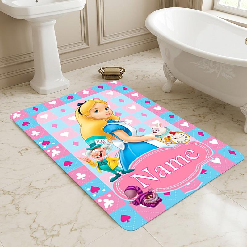 Personalized Name Princesses' Garden Living Room Non-Slip Area Rug Soft Carpet for Bedroom Kids Playroom Sofa,Office Home Decor Doormat