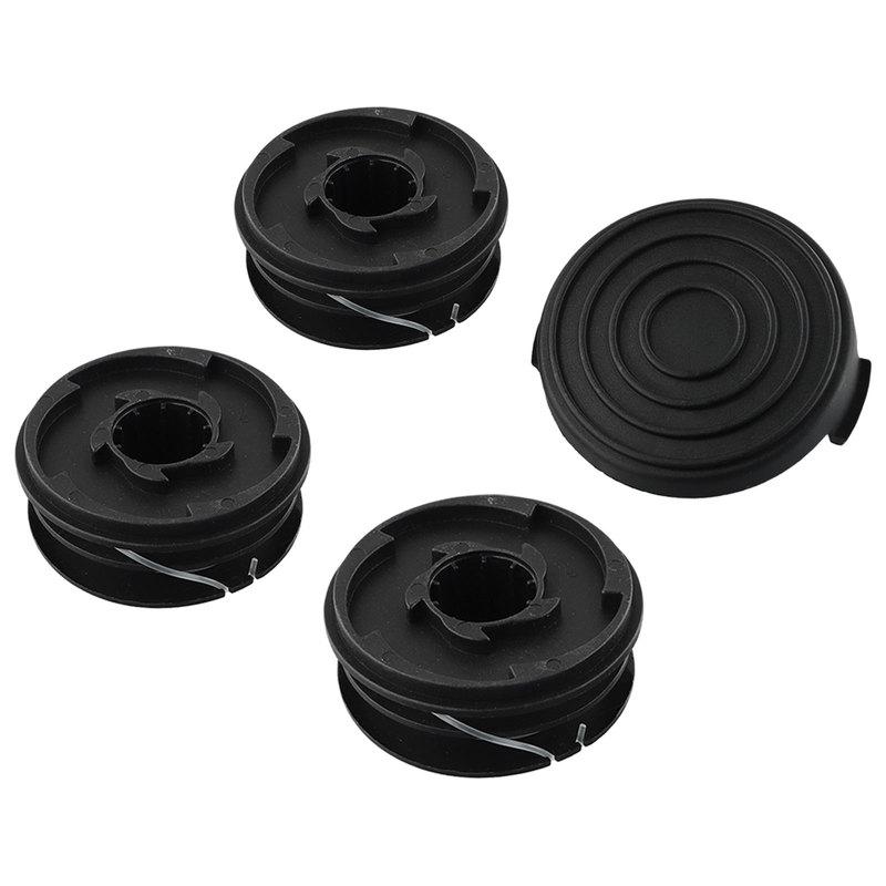 Trimmer Head Kit with Spools Cap Cover for GC-ET 4530 RTV 400 RTV 550 Models 2x 5m Line per Spool 1.4mm Plastic Thread