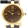 925 Must Vermeil SM Vermeil Black Dial QZ/Leather Watches Black / goldUsed