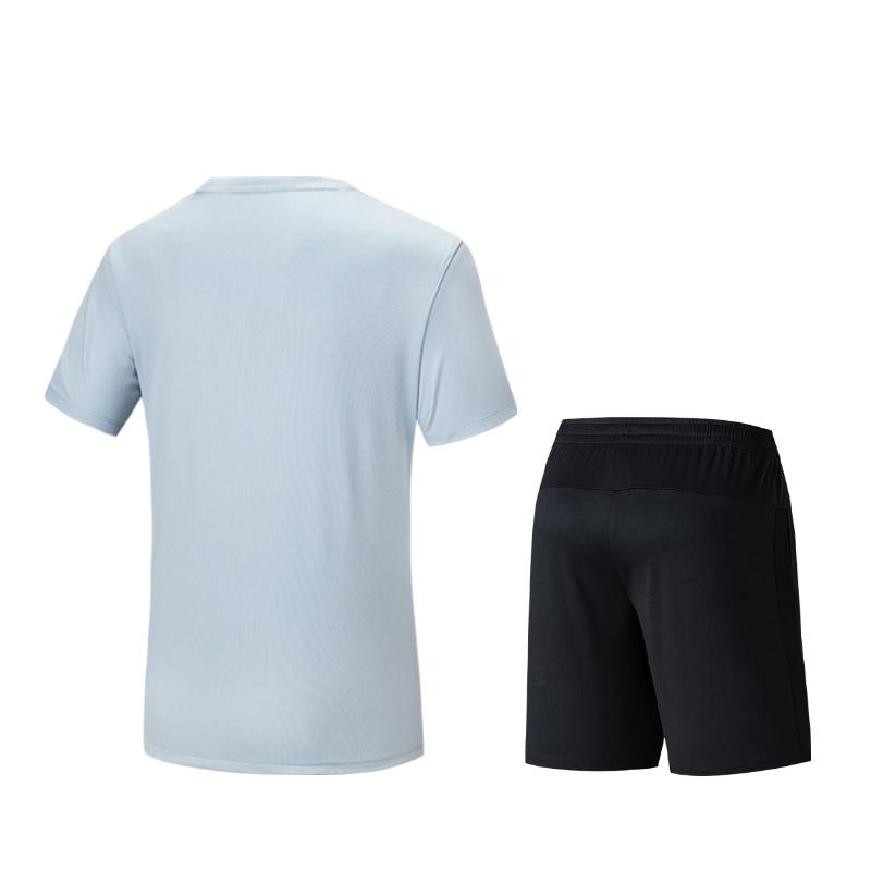 Anta Comfortable Breathable Solid Color Round Neck Short Sleeve T-Shirt And Mid Waist Shorts Casual Sports Set Men Sets 952527202-7