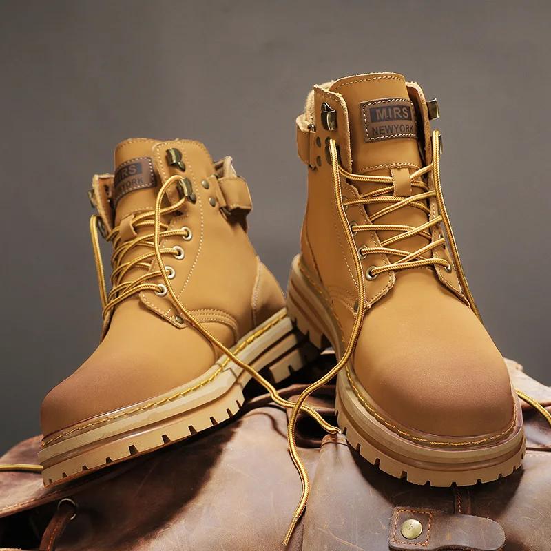 Высокие мужские ботинки из натуральной кожи, модные мотоциклетные ботинки для мужчин, ботинки на шнуровке для активного отдыха, новое поступление, мотоциклетные ботинки