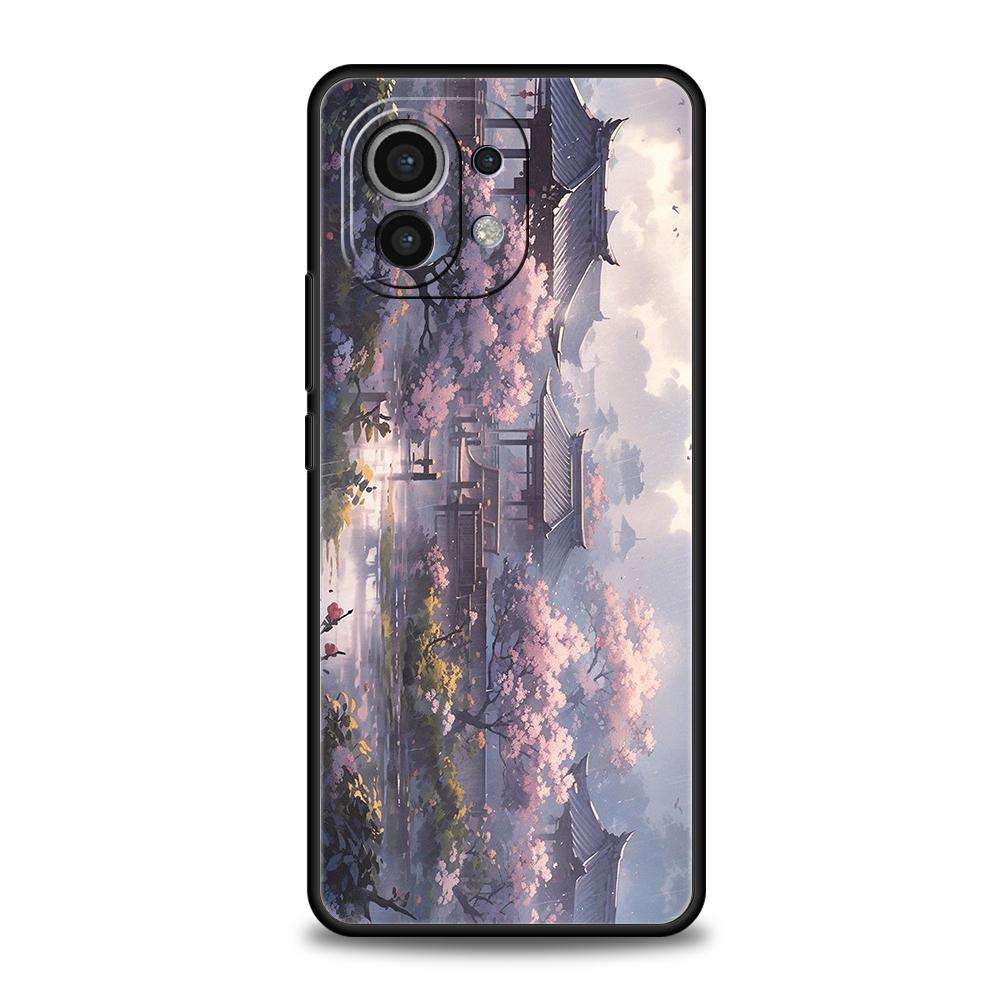 Чехол для телефона для Xiaomi Poco F7 F6 F5 F4 F3 X7 X6 X5 X4 X3 NFC M4 C51 C55 GT Pro 5G Мягкий ТПУ Пейзаж Китайской Архитектуры