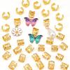 34pcs Dread Locks Hollow Out Hair Ring Butterfly Hair Braid Tubes Gold Dreadlocks Beads  Women