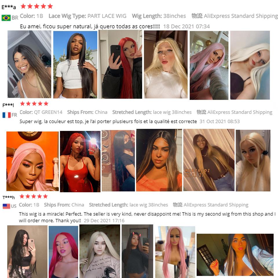 FREEDOM Synthetic Lace Wig 38 Inch Deep Part Long Straight Wig Ombre Pink Cosplay Wigs Synthetic Lace Front Wigs For Black Women