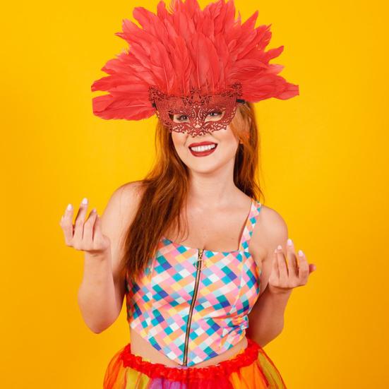 Feather Masquerade Masque for Women Venetian Half Face Masque with Feather Mardi