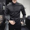 Black Shirt for Men Long Sleeve Slim Korean Version of The Trend Casual Inch Shirt for Men White High-grade Shirt for Men No Ironing
