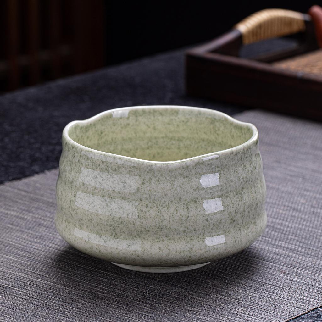 Matcha Grey Green Ceramic Matcha Bowl Large Capacity High Temperature Resistant Tea Salad Soup Bowl Smooth Green Tea Maker Cup