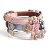 Pet Collars Adjustable PU Collar for Small Medium Dogs Shiny Lovely Colorful Flowers with Shiny Diamonds Dogs Necklace
