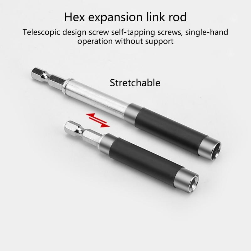 1/4" Hex Shank Extension Rod 6.35mm Hex Extended Rod 80mm Magnetic Quick Change Telescopic Connect Rod