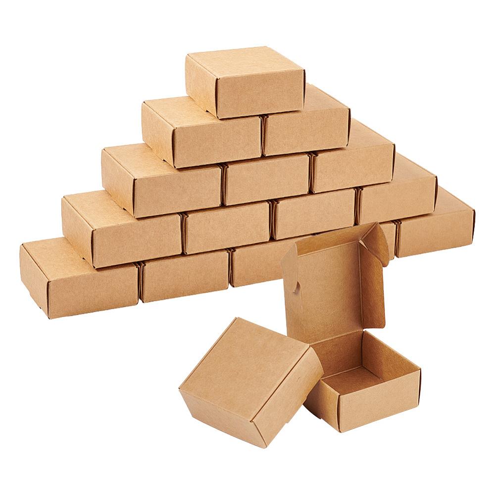 100pcs Cardboard Gift Packaging Boxes Folding Boxes for Hand-made Soap Square BurlyWood Finnished Product: 5.5x5.5x2.5cm