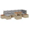 VidaXL 8-Piece Garden Sofa Set with Cushions Beige Poly Rattan 3360085