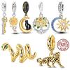 Copper Snake Sunflower Leopard Charms Beads Fit Original Bracelet Diy Jewelry Party Gifts