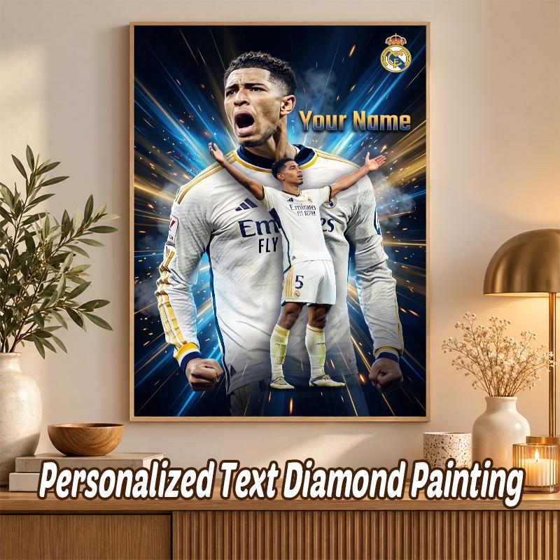 Jude Bellingham Custom Name Text 5D Diamond Painting Kit DIY Full Drill Diamond Art Decoration