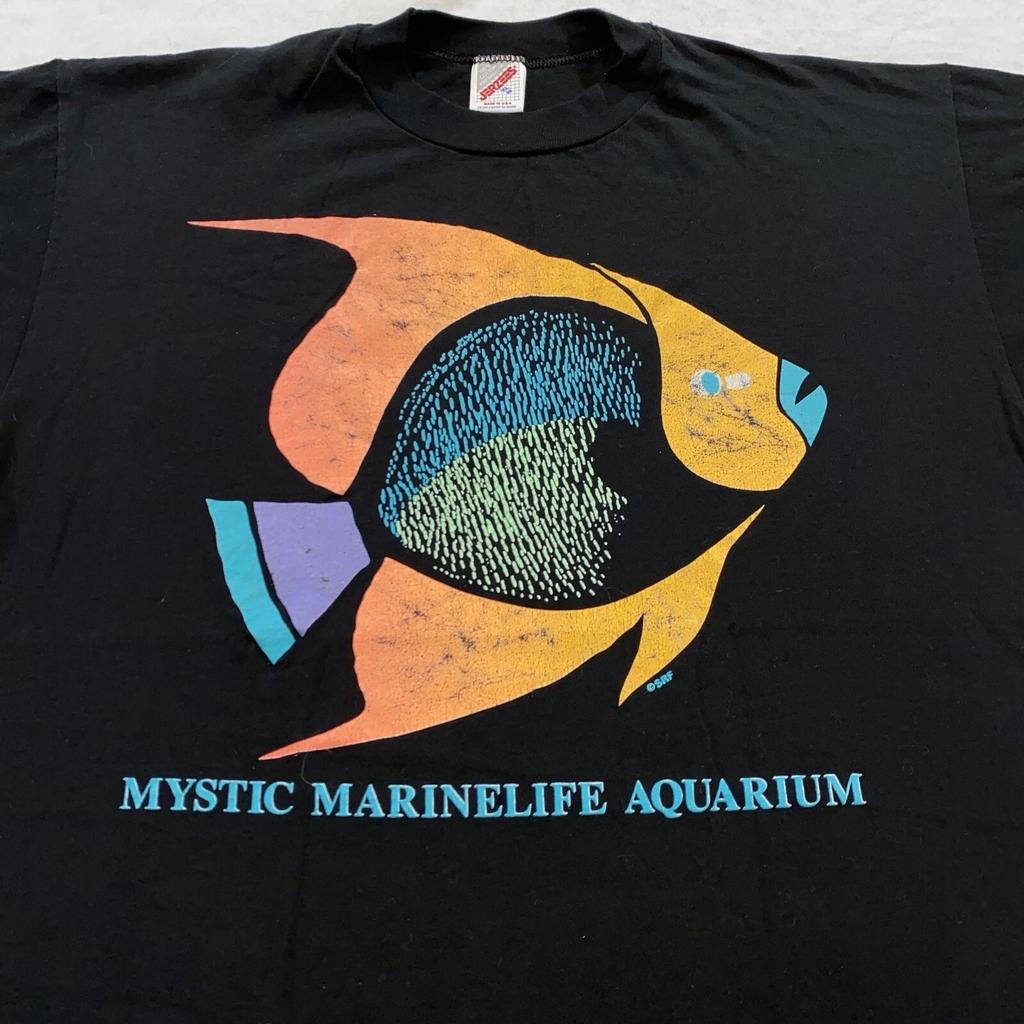 vintage 90s MYSTIC MARINELIFE AQUARIUM CONNECTICUT T-Shirt LARGE/XL fish soft