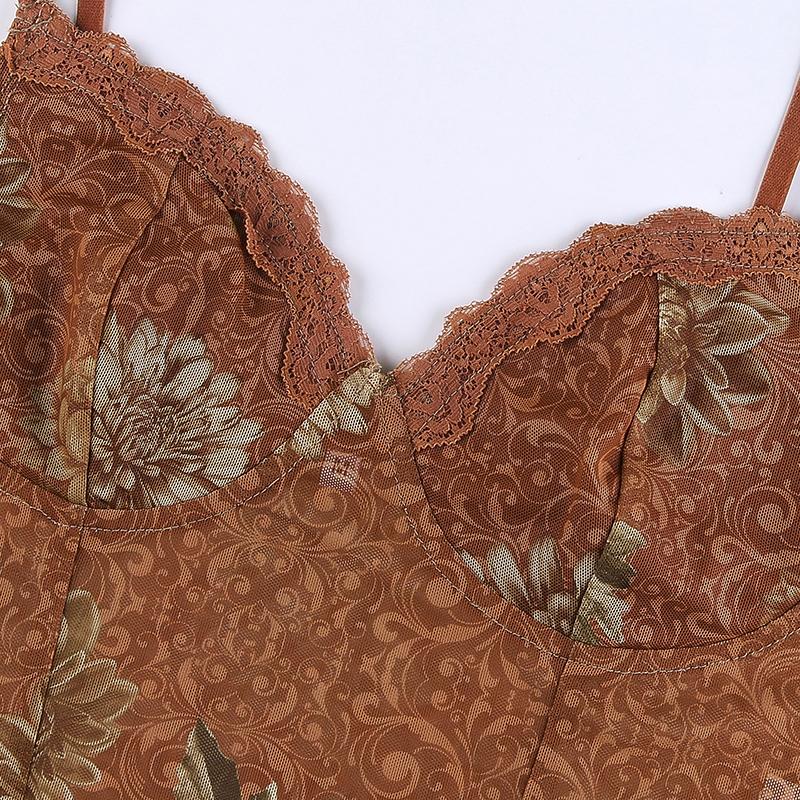 Сексуальные принты Y2k майки коричневые укороченные топы женские Harajuku спагетти бретельки пляжные футболки женские модные шикарные ретро V-образный вырез без рукавов жилет