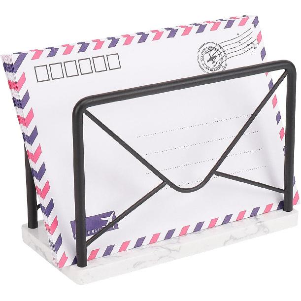 Modern Mail Holder for Home Office, Metal Letter Organizer Sorter for Desk, Cutout Mail Envelope Design, Bill Filling Paper Document Rack, Envelope
