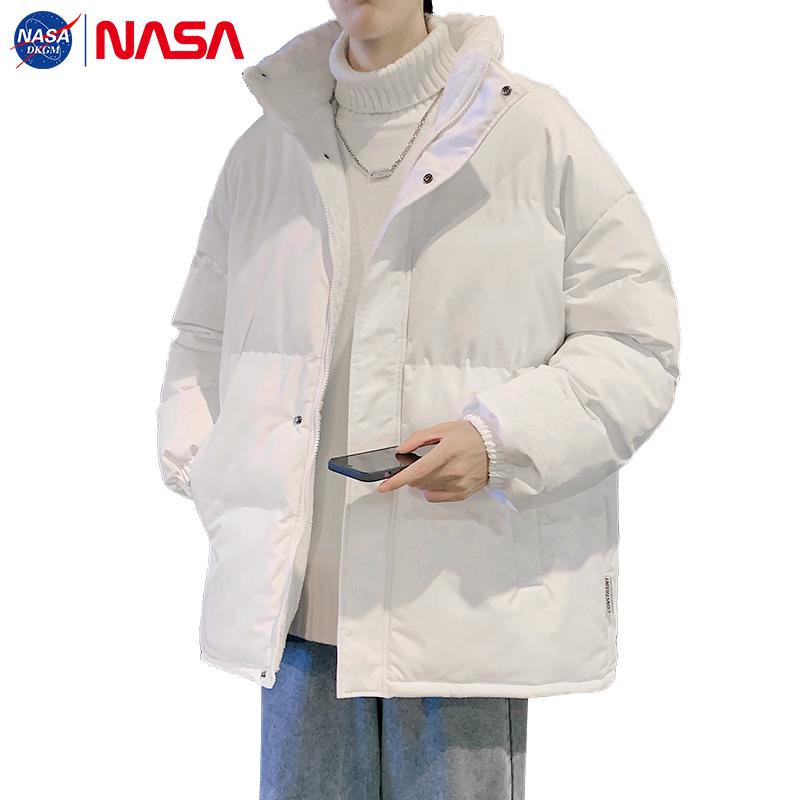 Мужская зимняя хлопковая куртка NASA - С воротником-стойкой, Утепленная, Теплая верхняя одежда, Модная распродажа.