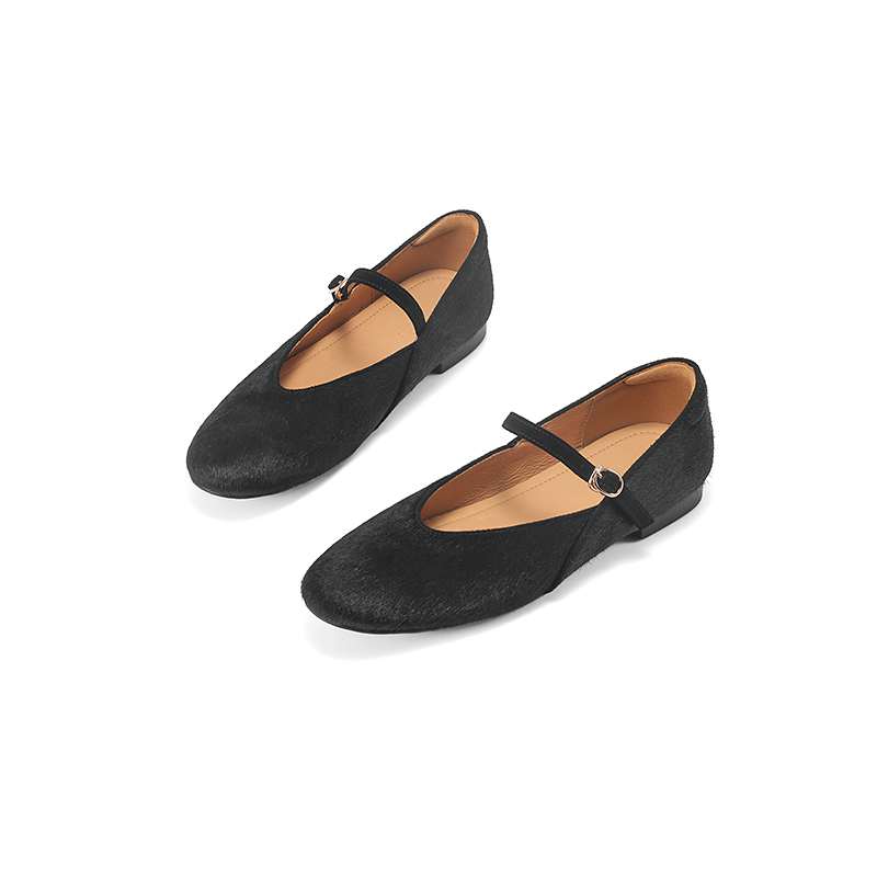 Krazing Pot Horsehair Fur Summer Spring Autumn Low Heels Flat with Leopard Patterns Ballet Shoes Shallow Pumps