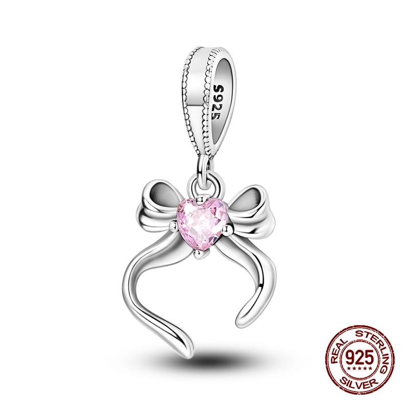 925 стерлингового серебра розового циркония бусины сердцебиение шармы подходят 925 оригинальные браслеты DIY ювелирные украшения подарки на день святого валентина