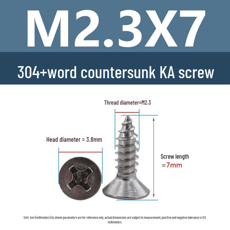 Yigu 304 Stainless Steel Phillips Flat Head Self-Tapping Screws M1-M2.5