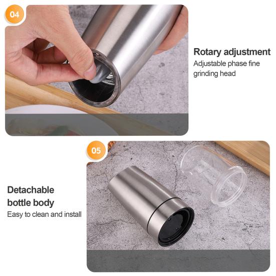 Гравитационная электрическая мельница для перца, мельница для перца из нержавеющей стали, стальная электрическая автоматическая мельница с питанием от батареи, одна