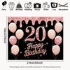 2D Black & Rose Gold Glitter 20th Birthday Party Decoration Background