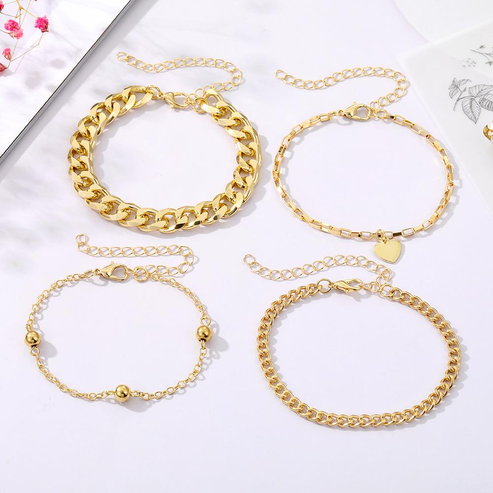 Браслет из 4 предметов, браслет с подвеской «Любовь», комплект для пары, браслет, простой элегантный роскошный браслет для девочек, изысканный ювелирный браслет