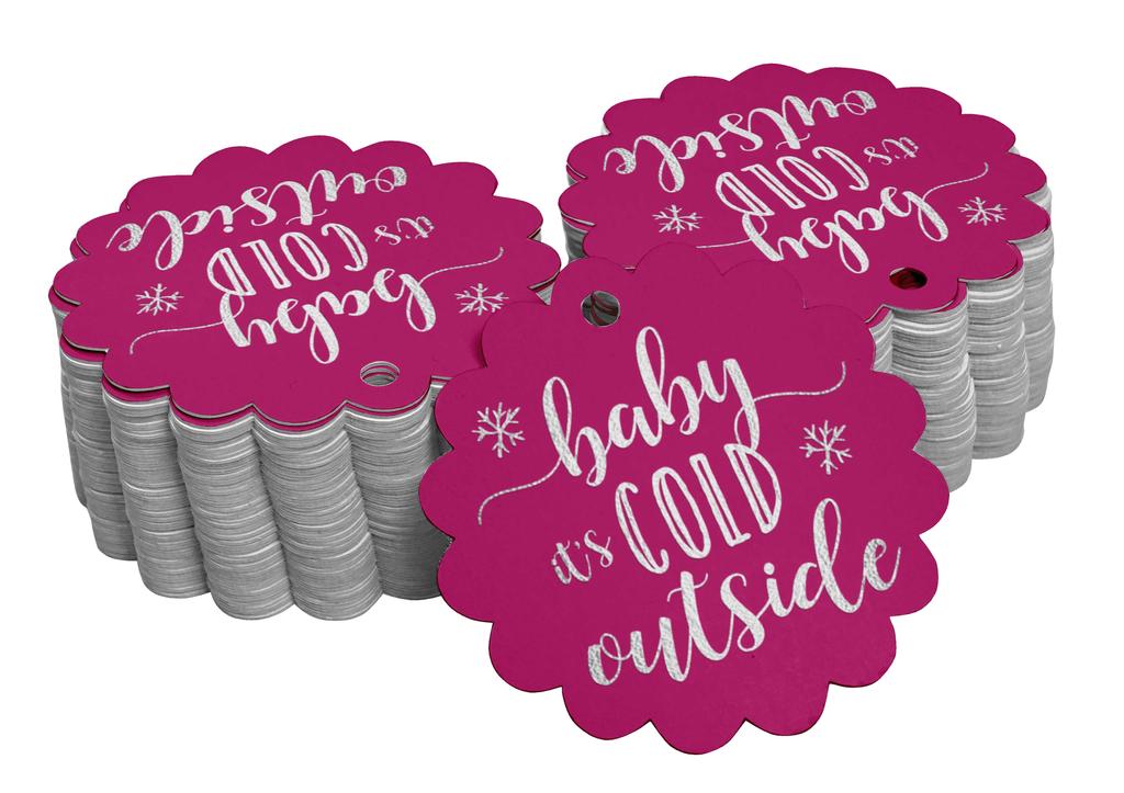 Inkdotpot Gold Foil Paper Hang Tags Baby It's Cold Outside Baby Shower Favor Tags 100