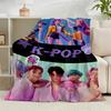 1PC Colorful Kpop cartoon Flannel Blanket Gift, Suitable for Both Men And Women, Soft Ideal for Beds And Sofa, Birthday Or Christmas Gift