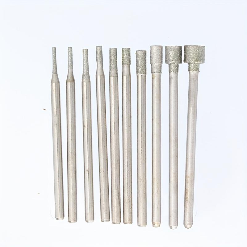10 Pcs Diamond Abrasive Drill Bits for Jade Carving, Grinding Needles for Amber, Agate