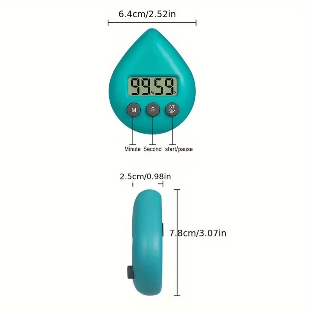 Hanging Hole Countdown Timer Water Drop Shape Precise Timer Digital Shower Timer Baking