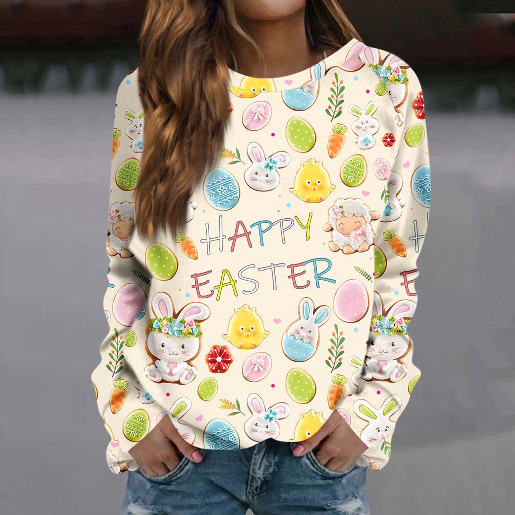 Женская мода повседневная толстовка с длинным рукавом и круглым вырезом с принтом