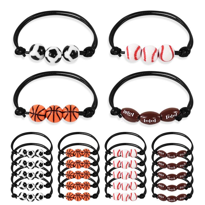 10/20 шт., спортивные тематические браслеты для вечеринок, футбольные, бейсбольные, баскетбольные бусины, очаровательные детские сувениры на день рождения, подарок для гостей, пиньята, наполнитель